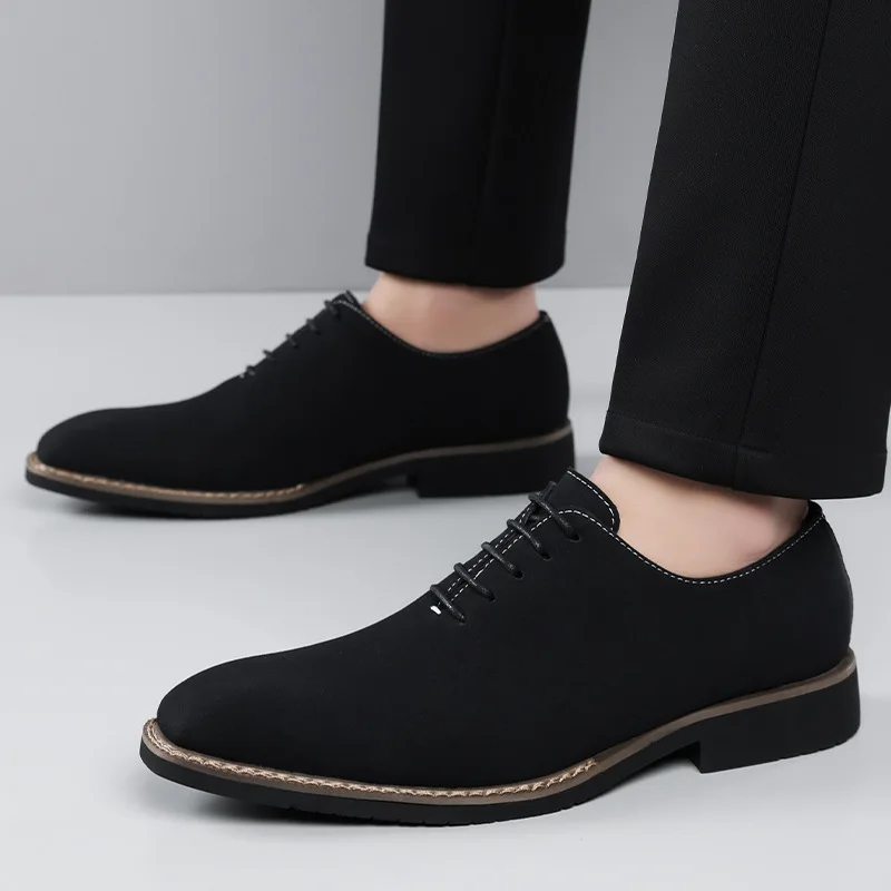 

Men's Business Dress Shoes Office Leather Shoes Mens Lace-up Casual Wedding Party Shoes Fashion Men Flats Plus Size 39-46