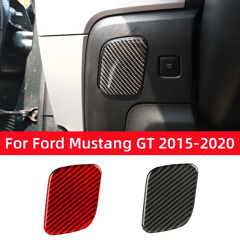

For Ford Mustang GT 2015-2021 Carbon Fiber Car Main Driver Storage Box Decoration Cover Sticker Decal Car Interior Accessories