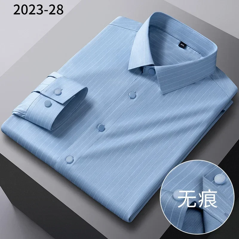 New bamboo fiber long-sleeved shirt, linen cotton light color, casual and versatile seamless pressure-sensitive shirt for men