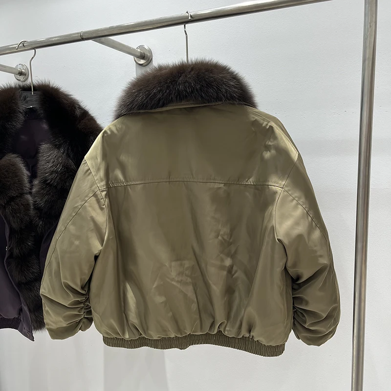 الشتاء Thiened المرأة الفراء طوق أسفل Jaet الفراء تقليم منتصف طول Faionable ملابس خارجية دافئة تخفيف Sle النسخة الكورية #3