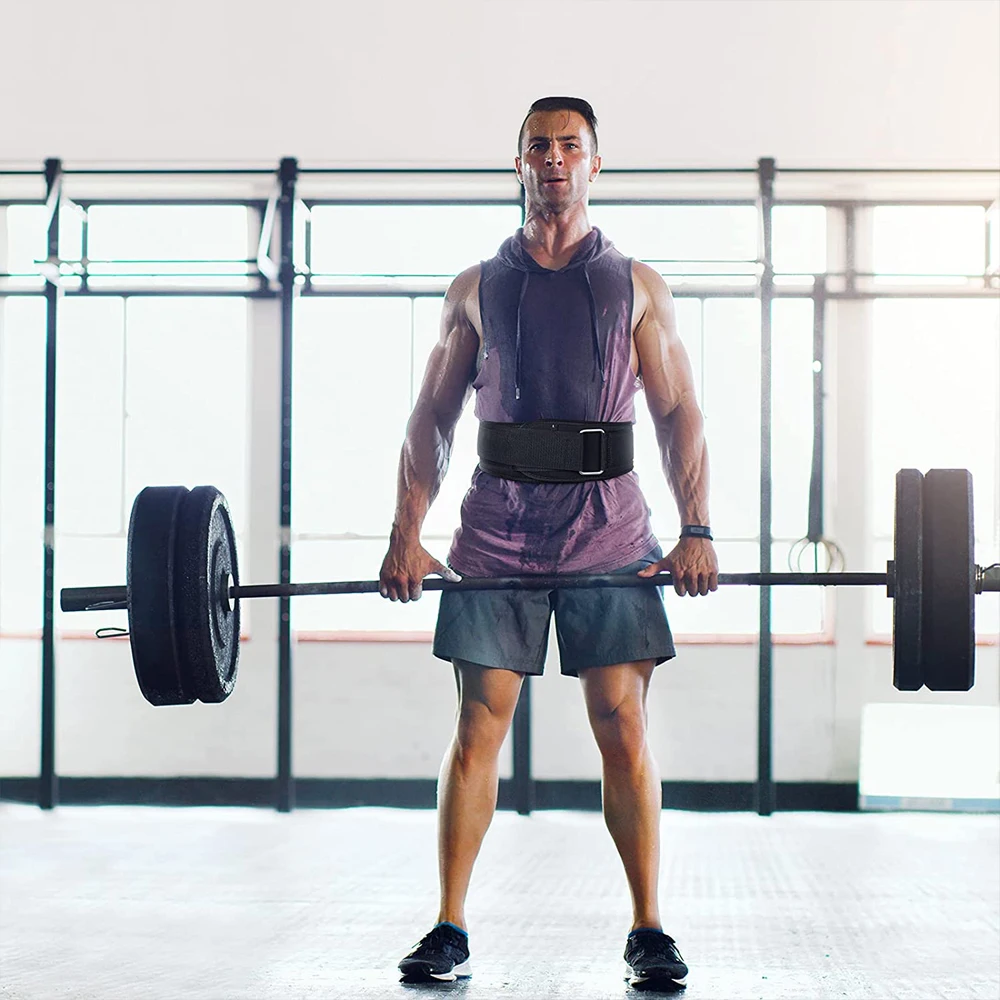 1 pçs ginásio cinto de levantamento de peso ajustável cintura volta apoio agachamento haltere haltere deadlifts treinamento fitness (preto e azul)