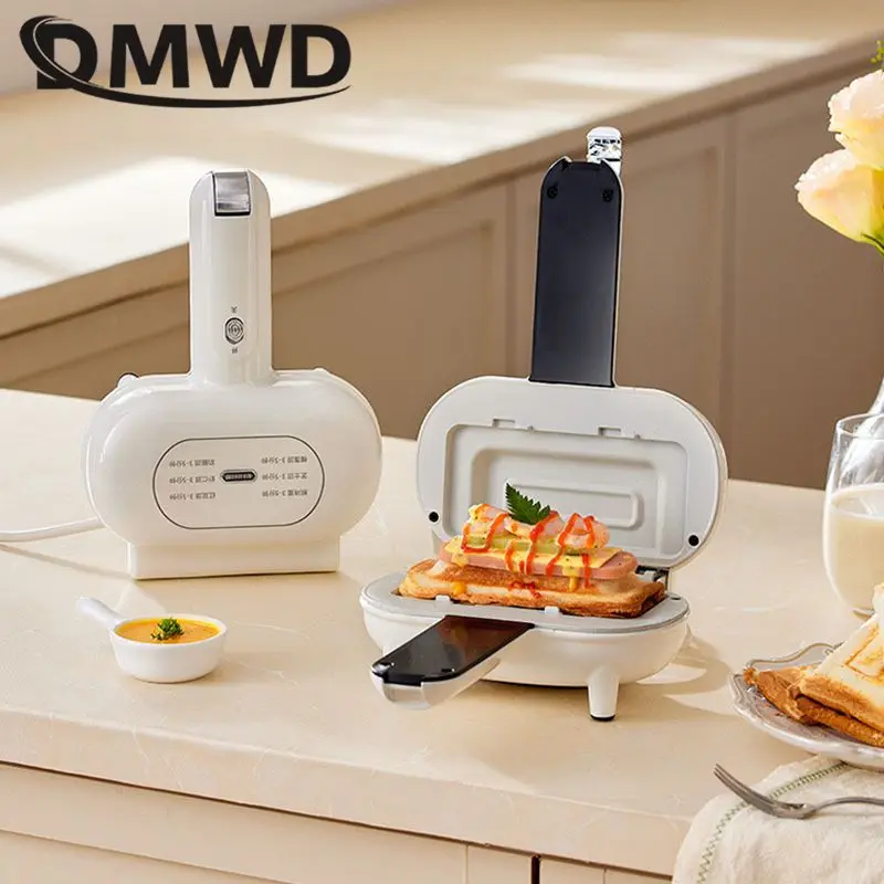 Mini Hot Dog Maker Double Side Instant Heating Taco Burrito Machine Non-stick Sandwich Grill Spill-proof Toast Edge Seal Clip