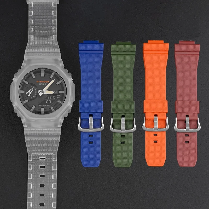 16mm Rubber Watch Strap for Casio GA-2100 GM-2100 Watch Band Quick Release Diving Sport Wristband Women Men Bracelet