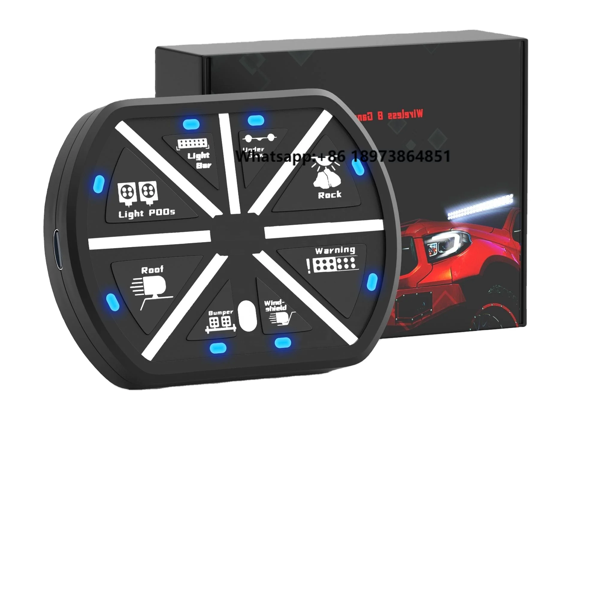 Daiertek PN-SPRF8 Pannelli di controllo interruttori 8 Gang 12v Pannello interruttori per auto con controller integrato ad alta potenza RFB Road per auto