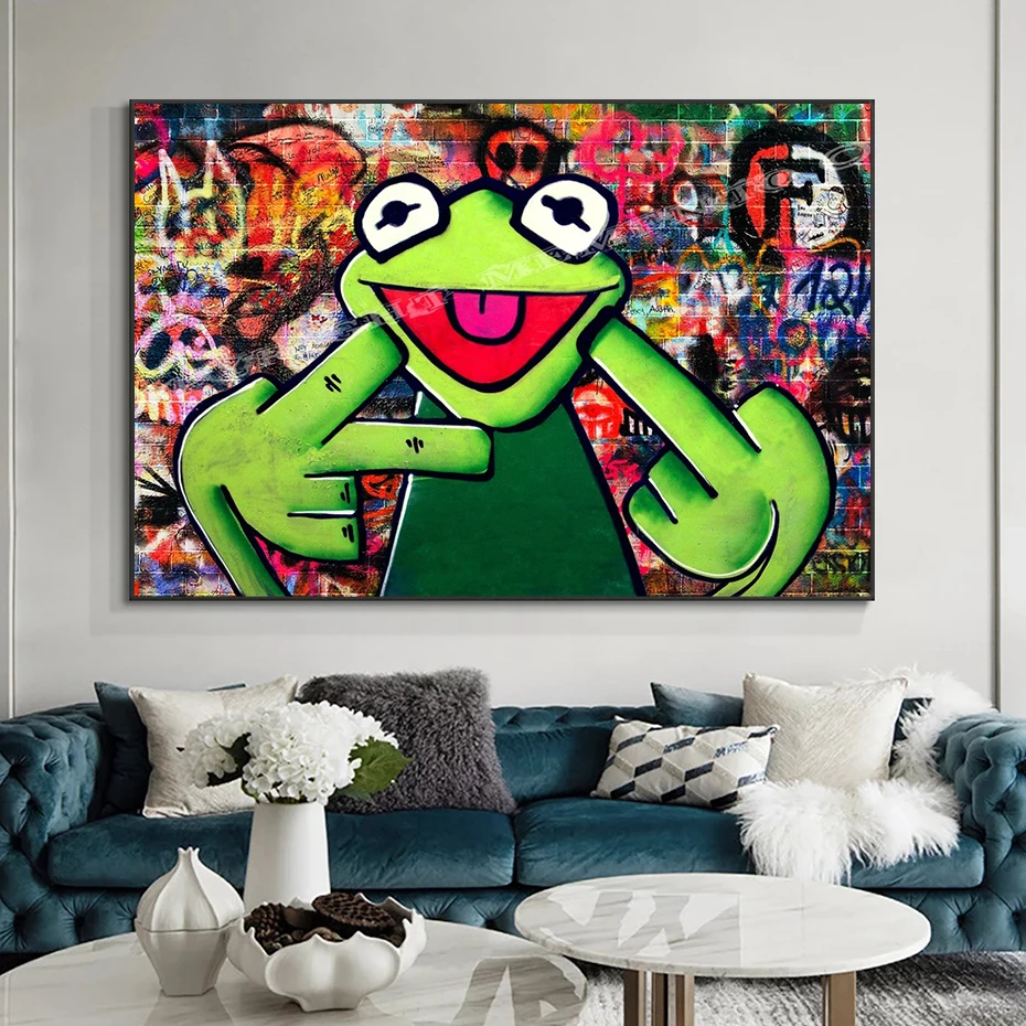 Classic Puppet Image Kermit The Frog Canvas Painting Child Bedroom Wall Art Posters Mad Muppet Home Decor Living Room Decoration