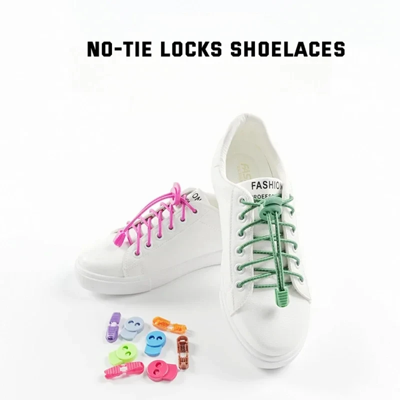 1 Paar Schnürsenkel mit Verschluss, runde Tennisschnürsenkel ohne Bänder, für Erwachsene und Kinder, elastische Schnürsenkel, Gummibänder für Schuhe, Zubehör
