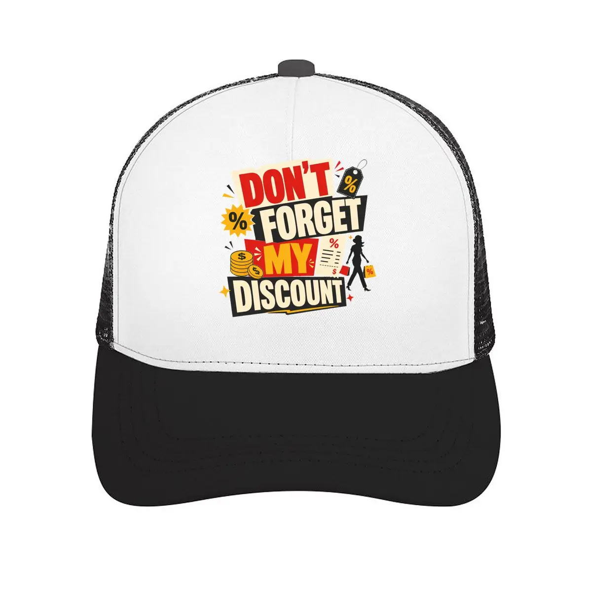 Funny Discount Shopper Bold Typograp Mesh Baseball Cap Casual Hat Outdoor  For Womens Unisex Female