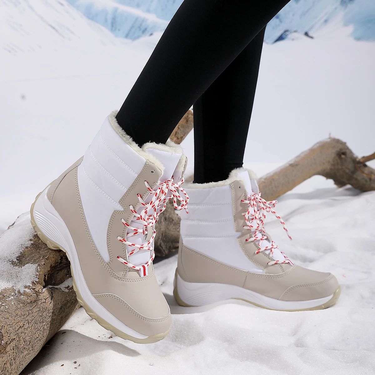 Women\'s Winter Boots Platform Anti Slip Black Cotton Shoes for Outdoor Light Warm Casual Snow Boots Luxury Brand Woman Boots