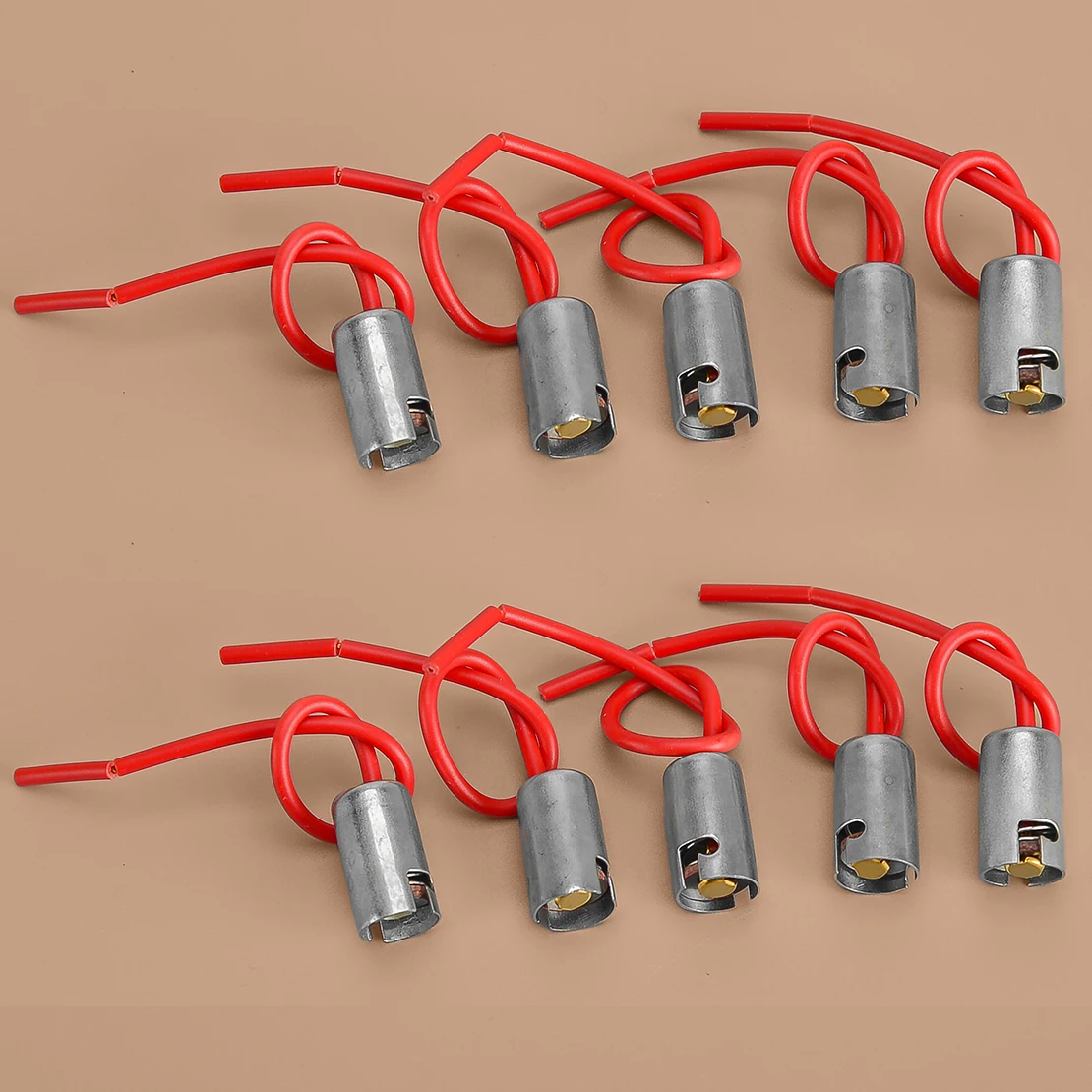 NEW 10Pcs BA9S Car Truck SUV Light Bulb Sockets Holders Bases Connectors With Wire Red Universal