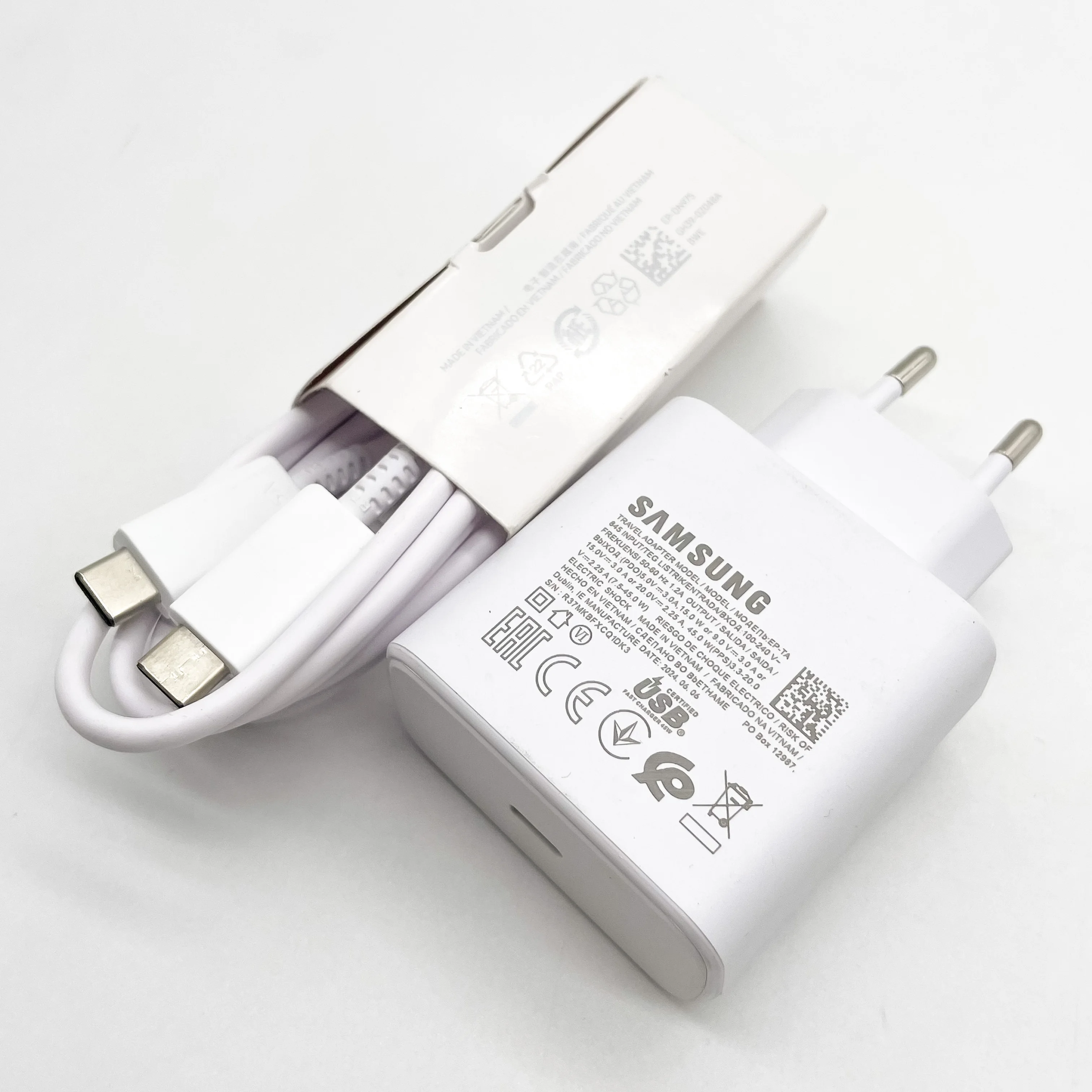 Cargador de Pared de 45W para Samsung Galaxy S26, Adaptador de Corriente de Carga Rápida, Cable Tipo C para Z Fold Flip 4 5 A90 A80 A52 A70 A90 A80