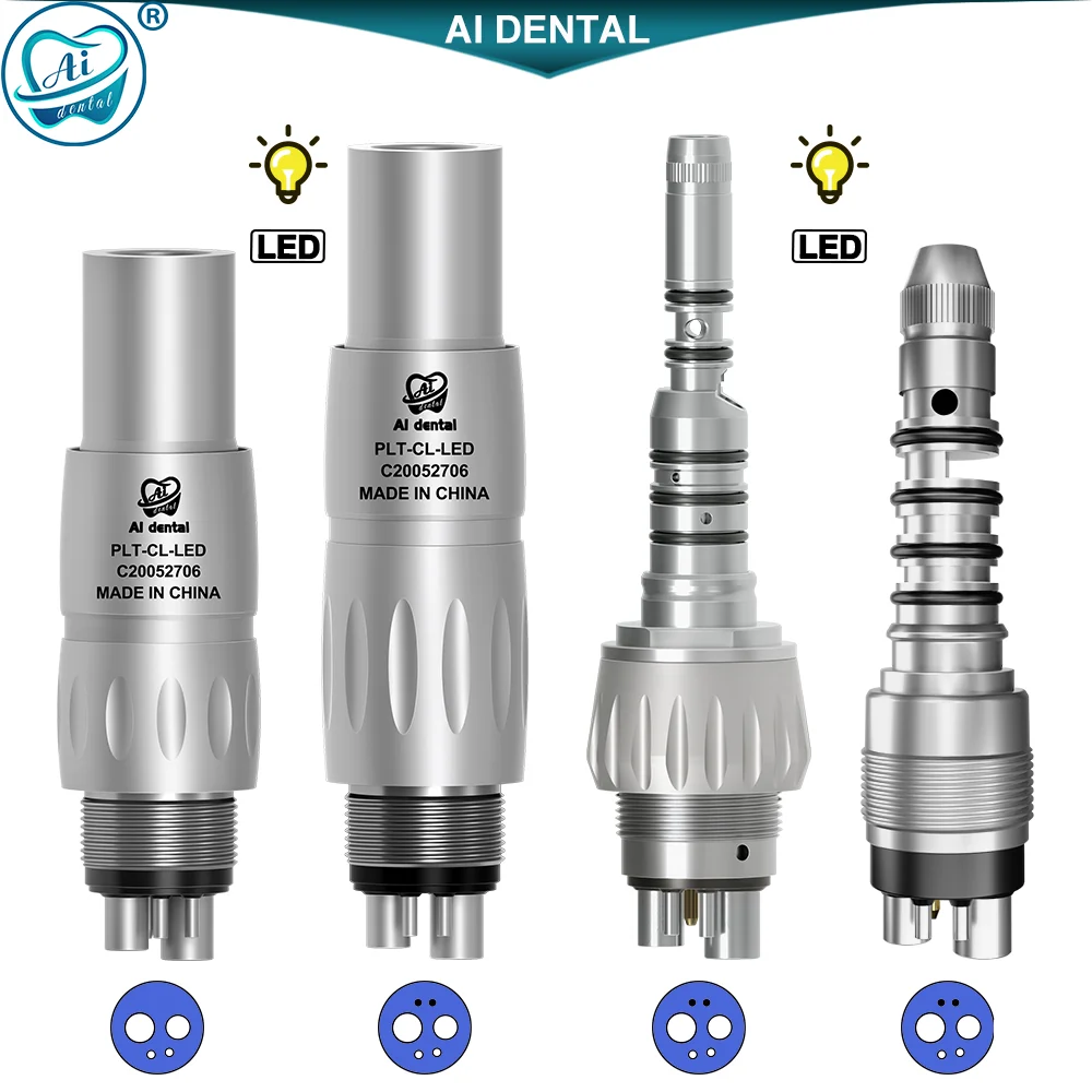 Dental Accessories High Speed Handpiece LED Coupler Connect With  B2 M4 M6 Hole Dentist Units  Air Compressor