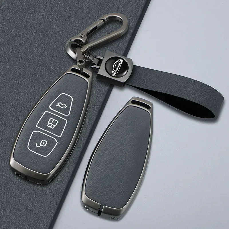 

Car Key Pack For Ford ST Line Fiesta Focus Mondeo Ecosport Kuga Puma Edge Escape Metallic Leather Car Key Fob Case Accessories