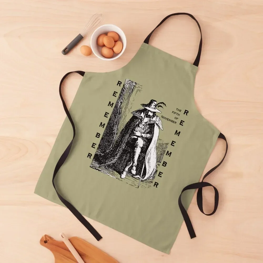 Remember Remember Guy Fawkes Day Vintage Illustration Apron Barista Women's Kitchen Sexy Apron