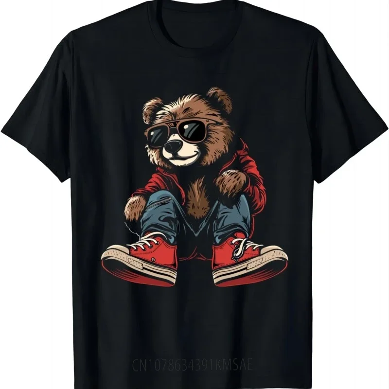 Hip-hop Sneakerhead Bear Tee - Red Kicks & Attitude T Shirts  Graphic T Shirts Mens Clothes Tops Camisas Streetwear