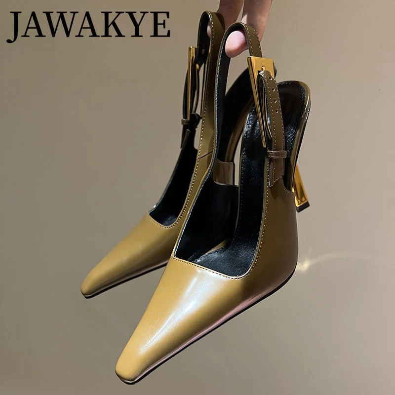 Summer 2024 Luxury Brand Patent Leather High Heels Women Pumps Gold heels Pointy Toe Sandals Elegant Wedding Sandals for Women