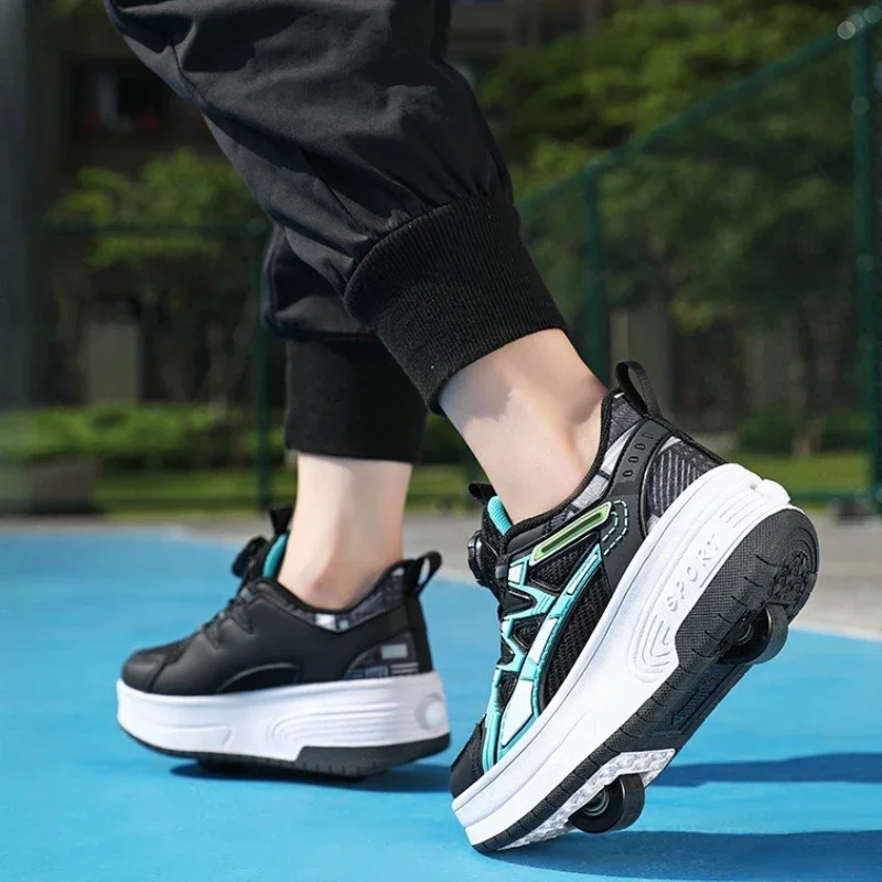 

NEW Deformation Speed Roller Skate Shoes Outdoor with Detachable Removable Pulley Skates Sneakers Skating Parkour with 2 Wheels