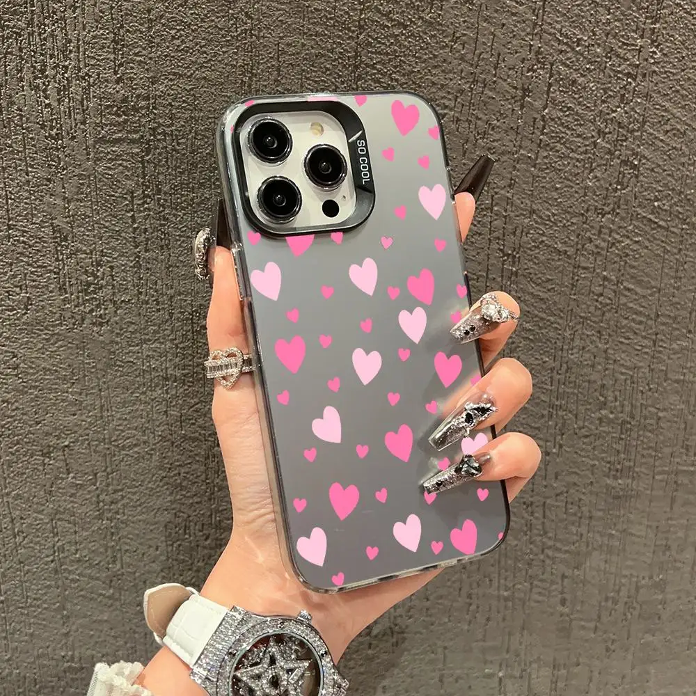 

Full screen pink love phone case suitable for iPhone 16 15 14 13 12 11 Pro/ Max/Plus anti-fingerprint shock-proof rear cover