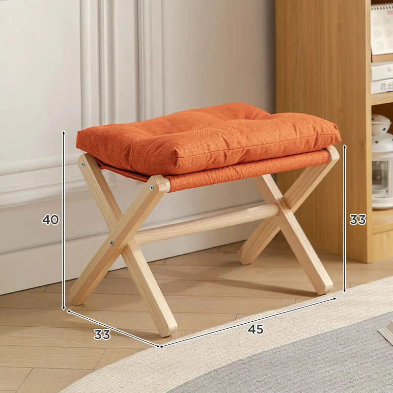 #Solid wood shoe changing stool living room foot pedal folding leg pad Light luxury home small stool home furniture*