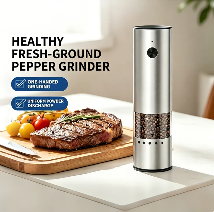 Electric Pepper Grinder Stainless Steel Automatic Seasoning Bottle For Black Pepper Granules Sea Salt Kitchen Household
