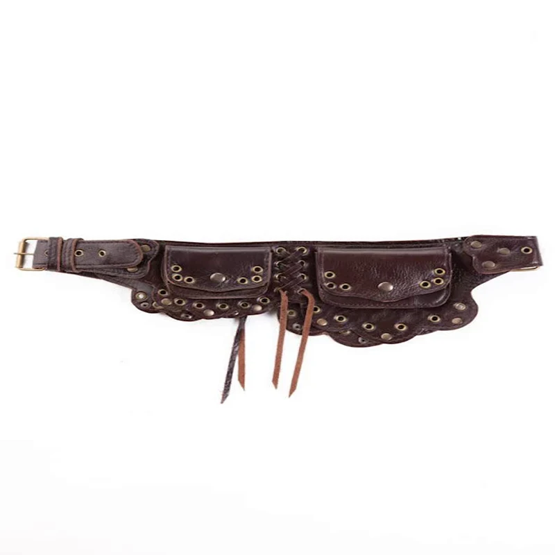 Medieval Pouch Bag Steampunk Knight Pirate Costume Women Vintage Fanny Pack Viking Antique Leather Wallet Bohemian Hip Belt Bag