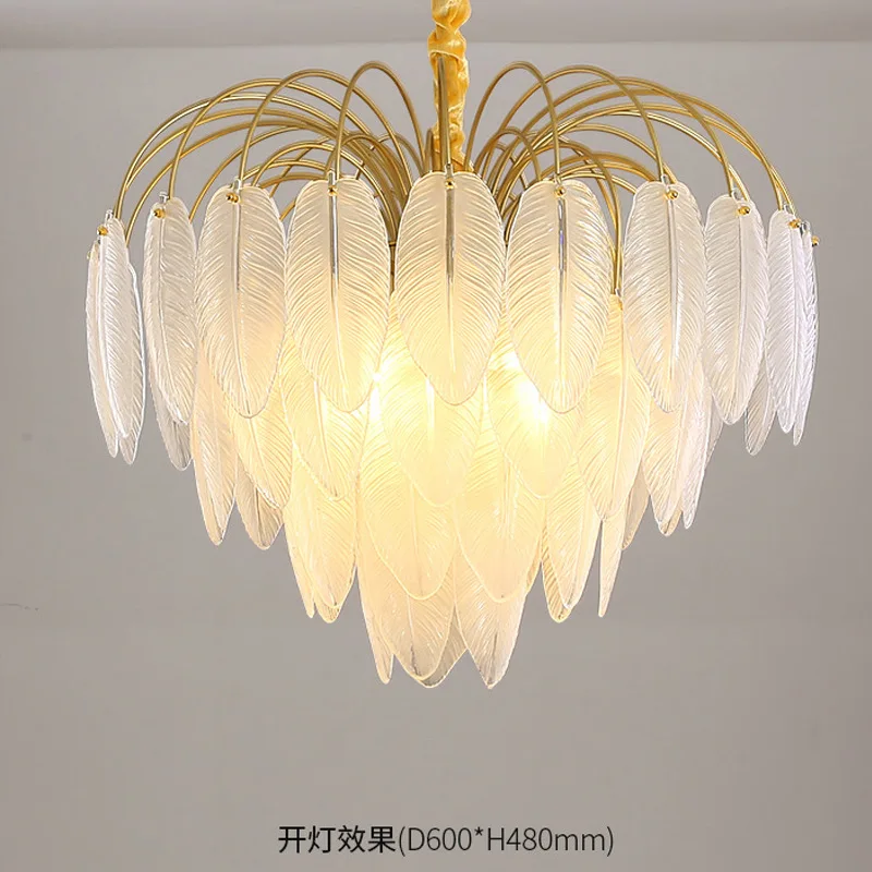 

Modern Pendant Lights Glass Feather Living Room Restaurant Hanging Light Fixtures Hotel Hall Luminaire Suspension Iron Art