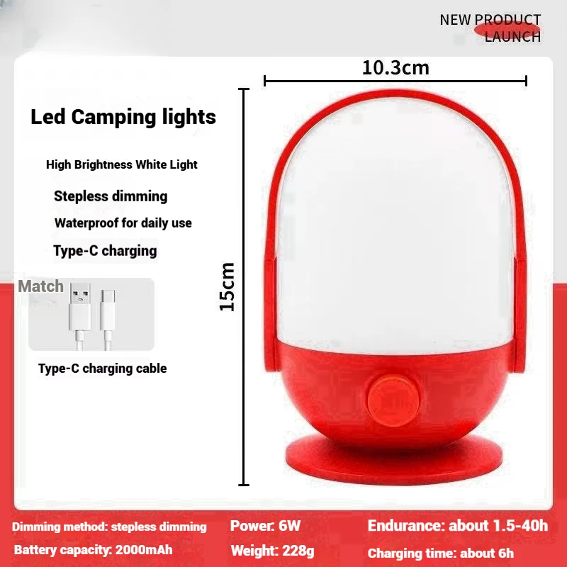 Focos recargables portátiles, luces de Camping de alta potencia, luces de emergencia impermeables para exteriores, lámpara recargable por USB para acampar