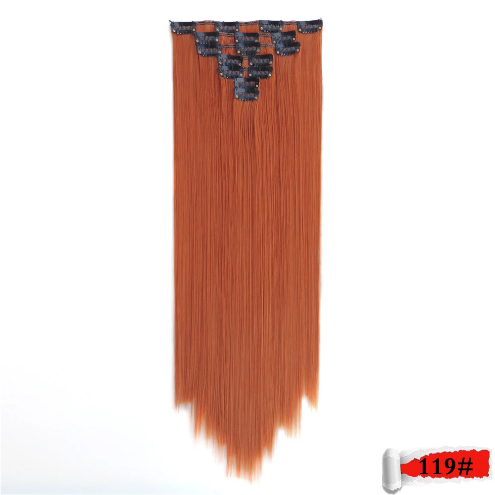 QJZ130551p Xi.Rocks Clip Hair Extensions Wig Synthetic Extension Colors Straight Clips Ins Heat Resistant Hair