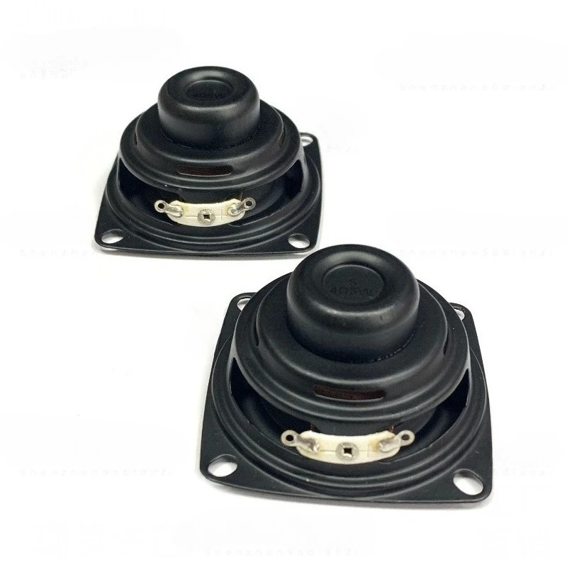 SOTAMIA 2PCS 2 Inch 53mm Square Full Range Speaker 4 Ohm 5 Watt Dual Magnetic Spray Black Rubber Edge Bluetooth Audio Speaker