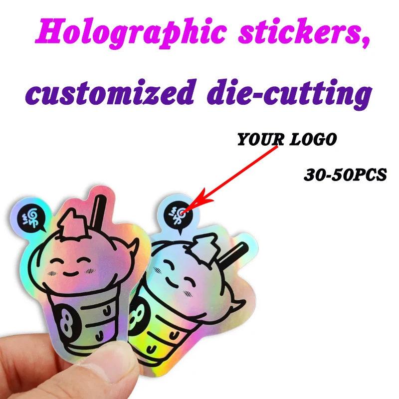 Op maat gemaakte set van 30 holografische stickers, voor doe-het-zelfprojecten, geschikt voor skateboards, laptops, koffers, fietsen, motorfietsen en waterdichte stickers voor mobiele telefoons.