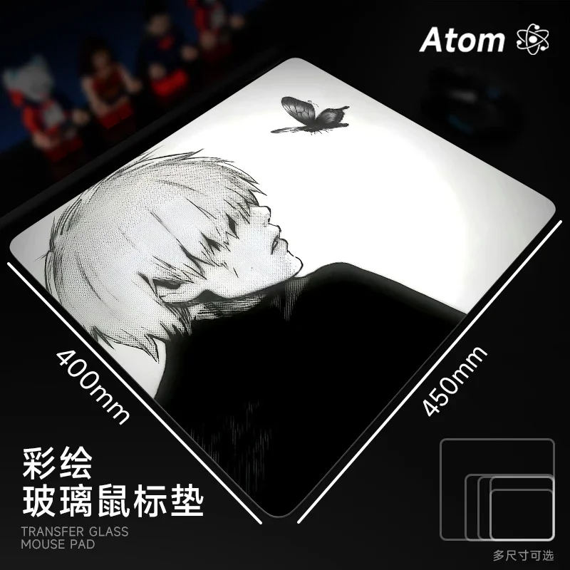 

ATOM Glass Mouse Pad Manga Hero Pattern Upgraded Tempered Material Ergonomic Smooth PC FPS Gaming/Office Customized Mouse Pads