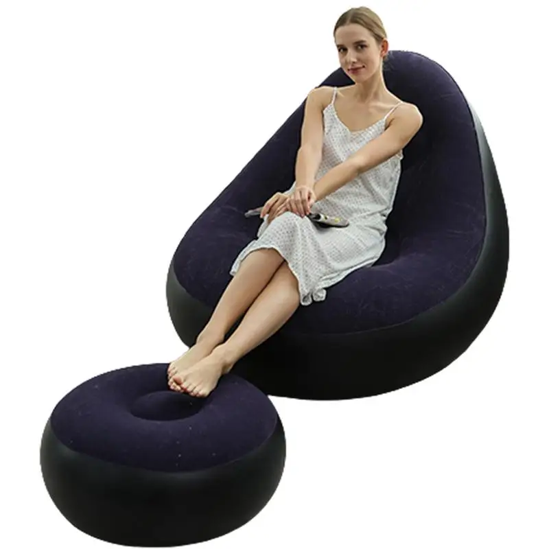 

Inflatable Sofa Chair Portable Nap Chair Folding Lazy Sofa Blow Up Couch With With Footrest Stool Air Sofa Inflatable Couch