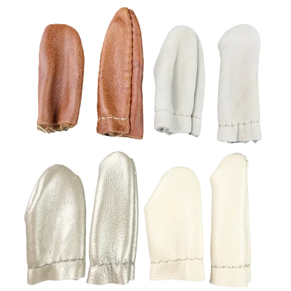 

5 Pairs Safe Real Leather Needle Felting for Thumb Index Finger Protector Thimble Protection Guard Hand Craft Embroidery Tool