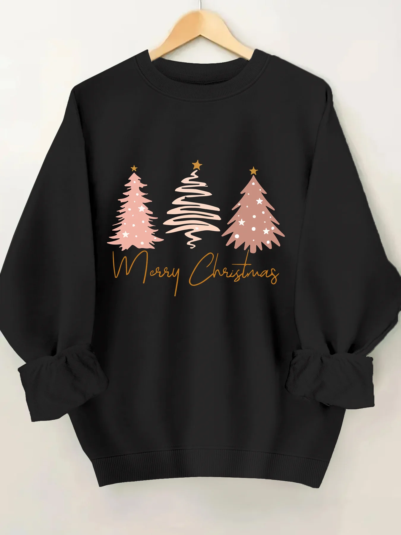 Lässiges Weihnachtsbaum-Grafik-Sweatshirt mit Rundhalsausschnitt für Herbst und Frühling – Damen-Hoodie-Pullover