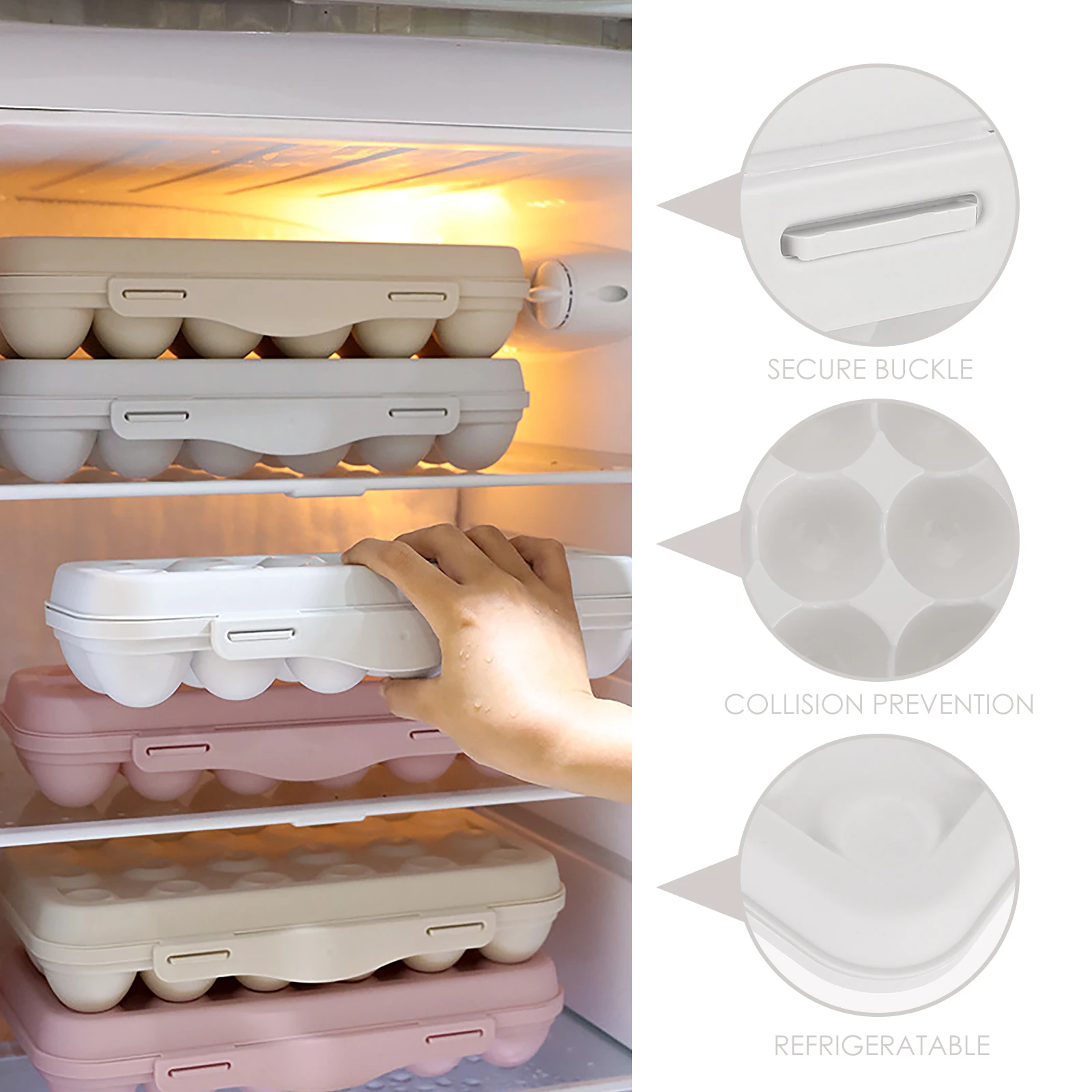 

12 Pcs Colorful Egg Storage Box Plastic Egg Container Refrigerator Holder Organizer