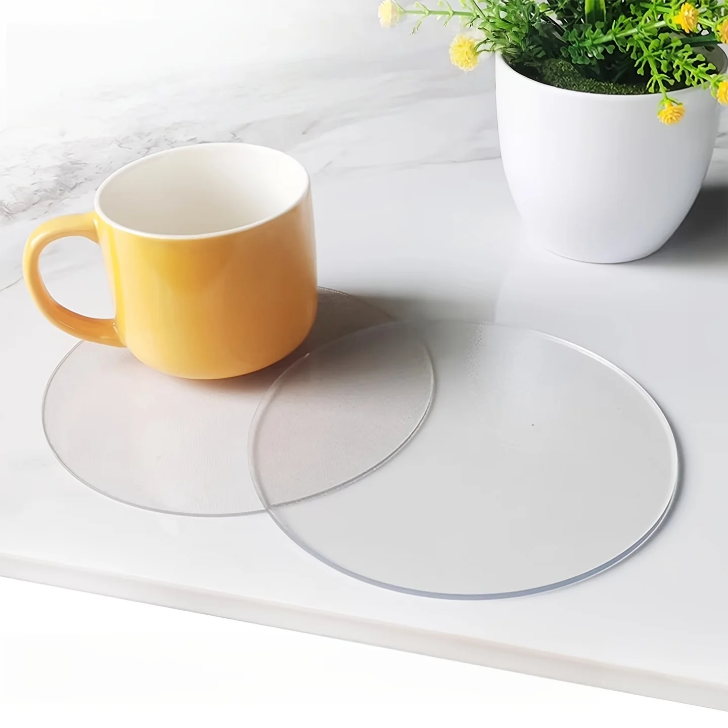 6pcs Transparent Soft Glass Coasters, 2mm Transparent PVC Coasters, Waterproof And Non-Slip Desktop Protection Pads for Home