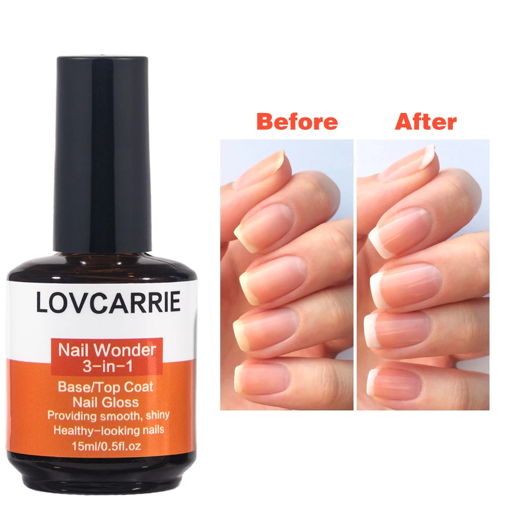 Lovcarrie Nail Wonder 3 In 1 Heldere Basis Top Coat Nagellak Snel Lucht Droog 15Ml Keratine Hoogglans Manicure Normale Nagellak