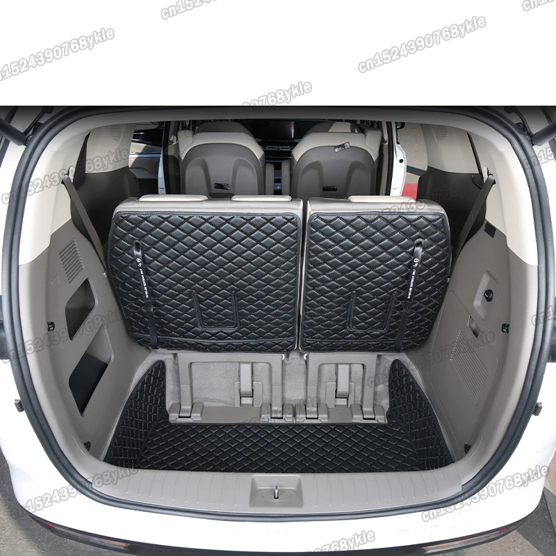 leather car trunk mat cargo liner rear boot groove carpet for kia carnival ka4 2021 2022 2023 2024 accessories luggage cushion