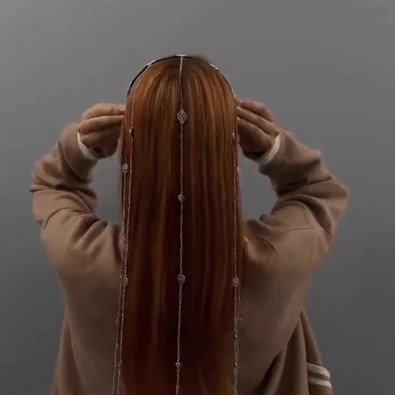 Old Metal Tassel Waterfall Headband Head Chain Niche Premium Hair Accessories