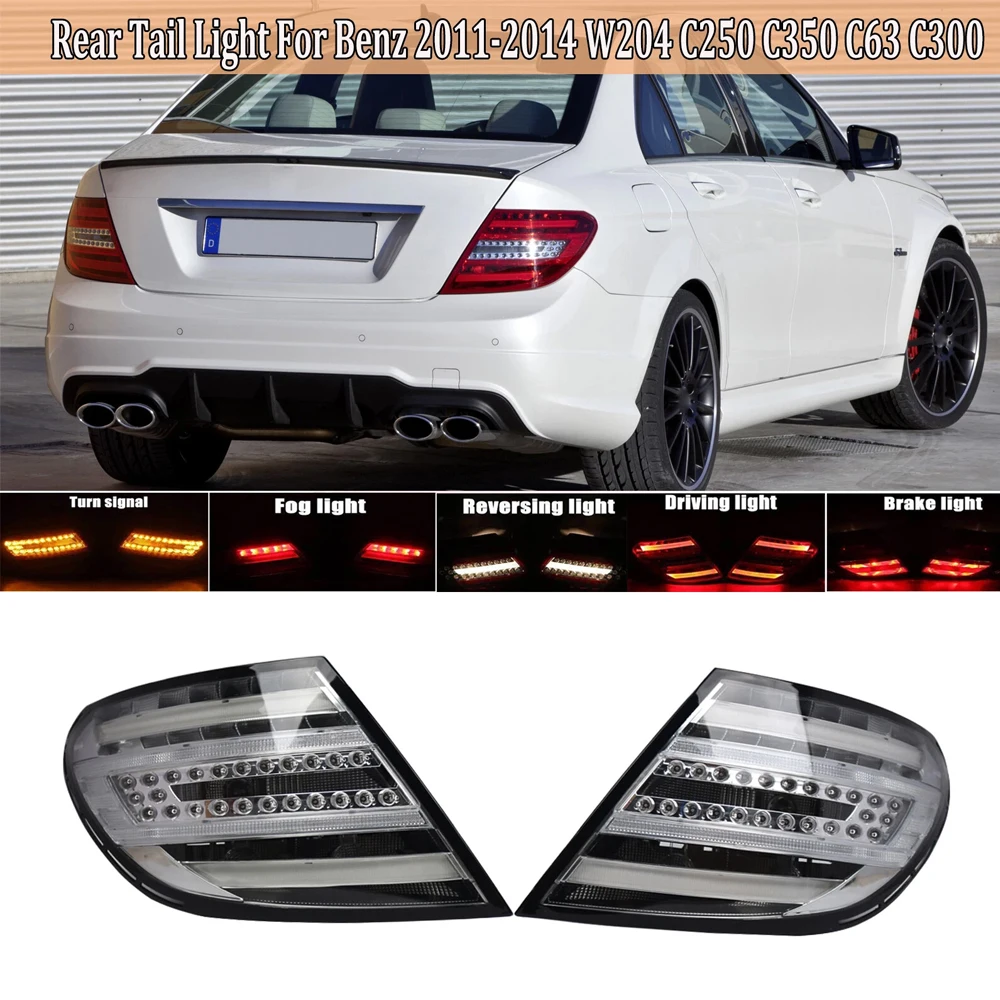 

1 Pair New Quality Car Left Right LED Tail Lights Lamp Smoke For Mercedes-Benz W204 C-Class C250 C350 C63 2011-2014 Auto Parts