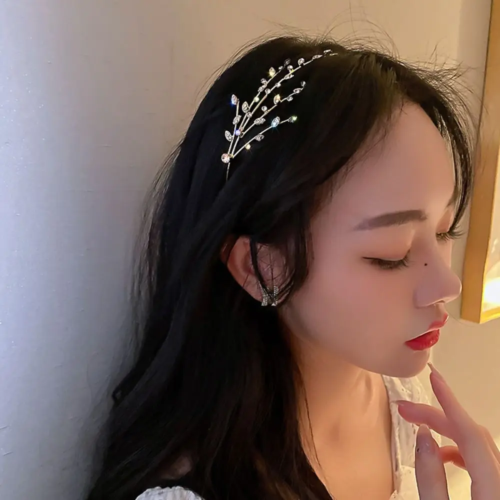 INS Rhinestone Studded Pearl Star Hair Hoop Bridal Crown Crystal Women Hairbands Elegant Hair Accessories Party Headwear Jewelry