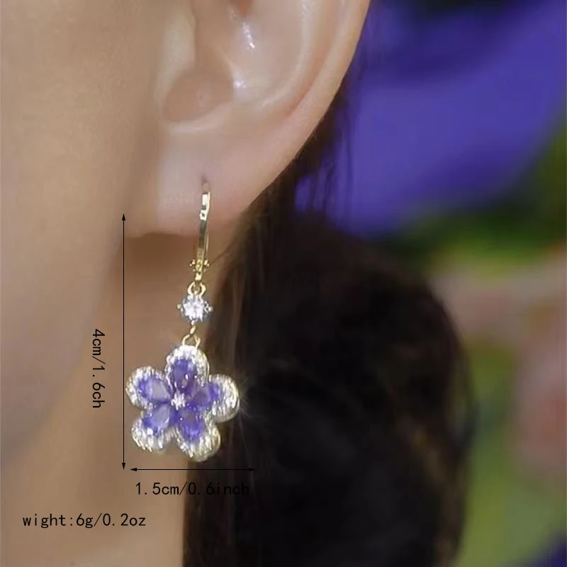 Vintage elegante lila Kristall Wasser tropfen lange Quaste Ohrringe für Frauen Design funkelnden Abschluss ball Accessoires Party Schmuck Geschenke – Detail 11