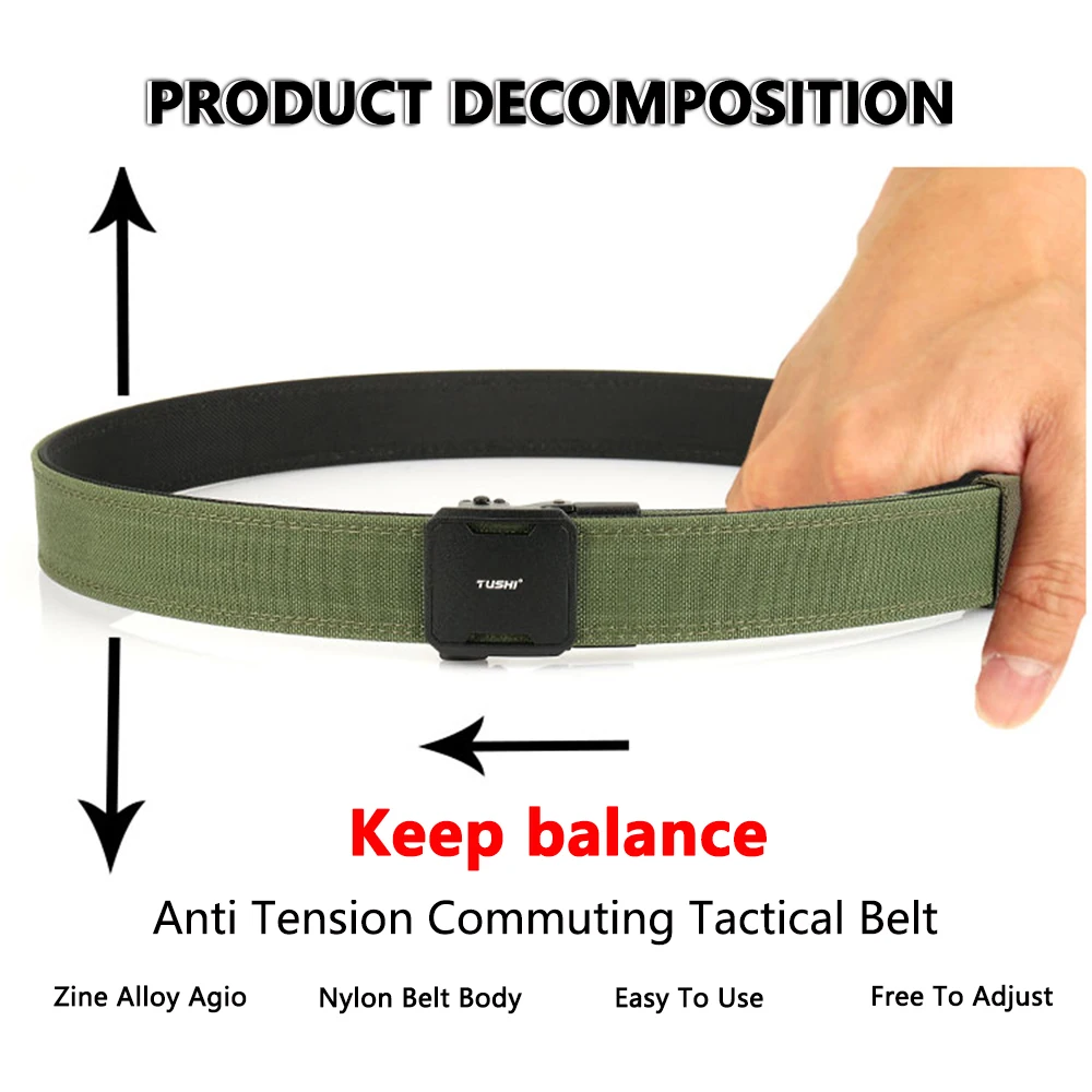 TUSHI Gürtel, harter taktischer Gürtel für Herren, Waffengürtel, EDC, Zinklegierungsschnalle, IPSC 1100D Nylon, Outdoor-Sportgürtel, männlicher Militärgürtel – Detail 10