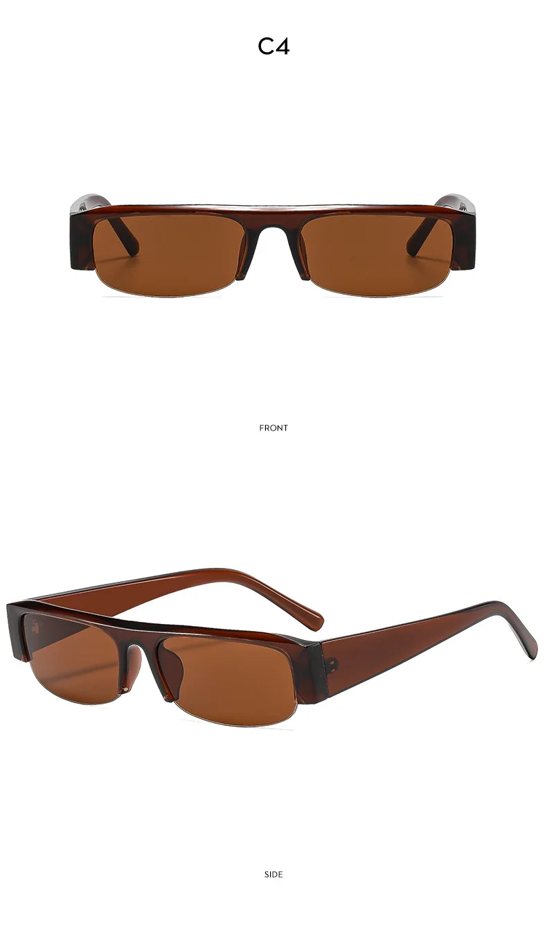 Vintage Kleine Rechteckige Halbrahmen-Sonnenbrille in Schwarz für Neue Mode Leoparden-Farbverlauf Sonnenbrillen Damen Trendige Fahrbrillen – Detail 13