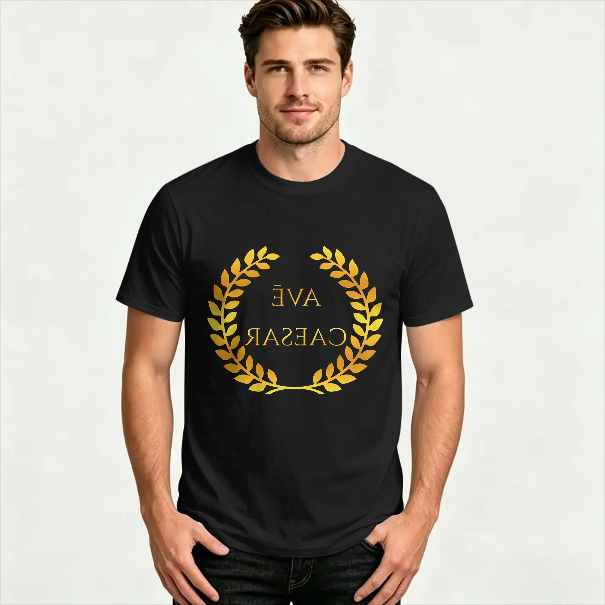 Ave Caesar Cotton T Shirt For Men's Summer  Y2K Funny T Shirts Leisure Tees Oversized Wholesale Clothes