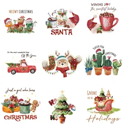 9piece New Christmas Iron On Patch Thermal Transfer Diy Accessory Washable Arts Crafts Ironing Stickers Patch Merry Christmas