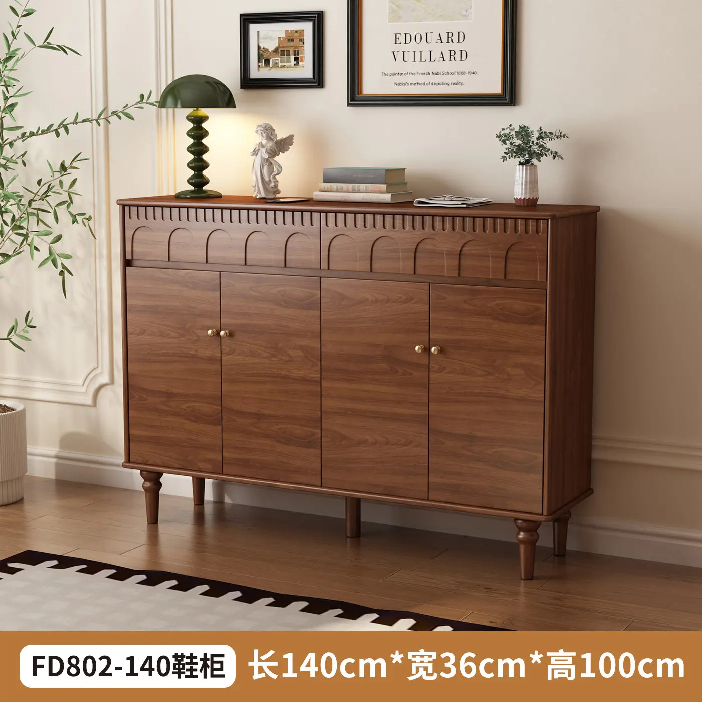 Solid wood shoe cabinet, household door storage cabinet, integrated storage cabinet against the wall