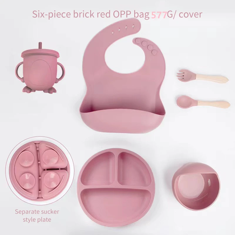 6 PCS Set de repas pour bébé Set de Silicone Set de formation de repas pour enfants Couverts