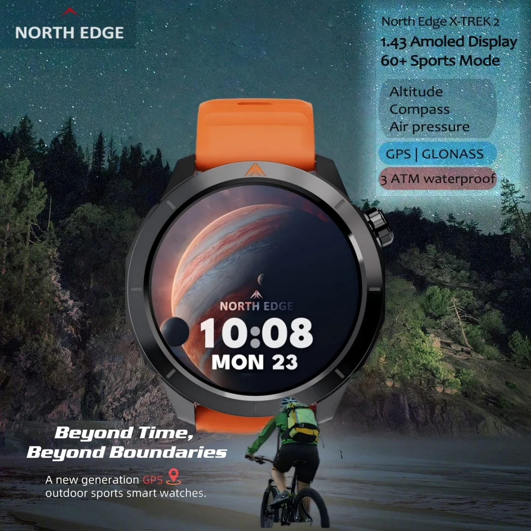 

NORTH EDGE X-TREK2 High End Smart Watch GPS Outdoor Sport Modes AMOLED Screen 30M Waterproof Bluetooth Call SmartWatch Men Women