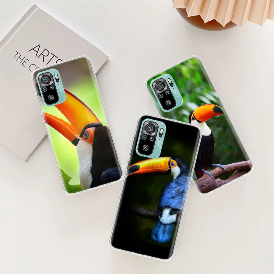 Tropical Toucan Phone Case For Xiaomi Poco X6 X5 X4 F4 GT X3 NFC F6 Pro 5G M5 M5S M4 M3 Mi F5 F3 F2 F1 Clear Cover Coque TPU Cap