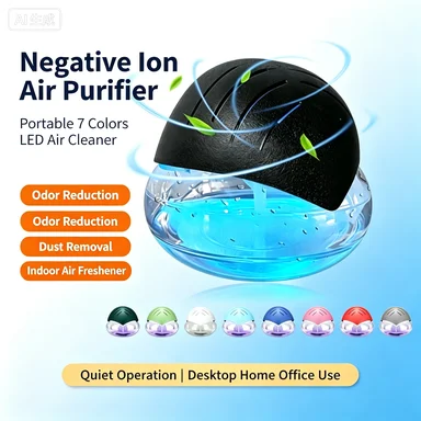 Leaf‑Shape Washable Air Purifier with Multi‑Color Ambient Light, Pet Friendly Air Filter Machine for Home Odor Dust Removal